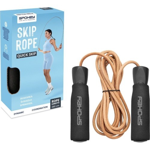 Skipping rope with a leather rope Spokey QUICK SKIP