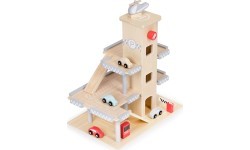 Большая деревянная дорога с гаражом, парковкой и лифтом + машинки ECOTOYS