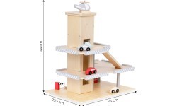 Большая деревянная дорога с гаражом, парковкой и лифтом + машинки ECOTOYS