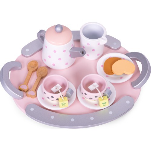 Деревянный набор чайных чашек и чайника, 15 предметов, ECOTOYS