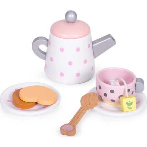 Wooden tea cup kettle set 15 items ECOTOYS