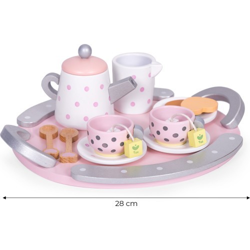 Деревянный набор чайных чашек и чайника, 15 предметов, ECOTOYS