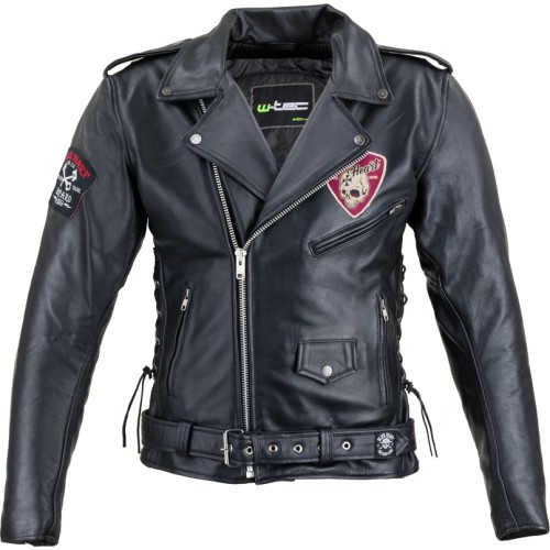 Odinė motociklininko striukė W-TEC Black Heart Perfectis - Juoda
