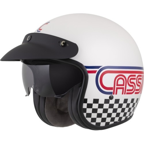Motociklo šalmas Cassida Oxygen Rondo 2.0 perlamutrinis baltas/raudonas/mėlynas/juodas