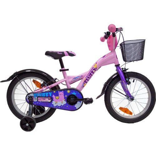 4KIDS Fluffy 16" 1-speed, size 9.5" (24 cm), V-Brake and coaster brakes, steel (pink)
