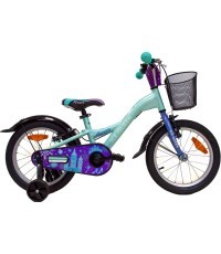4KIDS Ice Queen 16" children's bike, 1G, size 10" (25.5 cm), V-Brake and coaster brakes, aluminium (light blue)