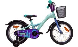 4KIDS Ice Queen 16" children's bike, 1G, size 10" (25.5 cm), V-Brake and coaster brakes, aluminium (light blue)