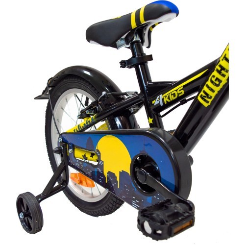 Детский велосипед 4KIDS Nightman 16", односкоростной, стальная рама, размер 10" (25,5 см), чёрно-синий