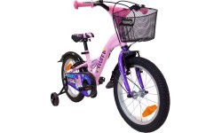 4KIDS Fluffy 16" // 1G, dydis 9.5" (24 cm), V-Brake ir Kojinis stabdžiai, plieninis (rožinė)