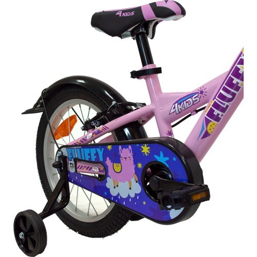 4KIDS Fluffy 16" // 1G, dydis 9.5" (24 cm), V-Brake ir Kojinis stabdžiai, plieninis (rožinė)