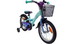 Детский велосипед 4KIDS Ice Queen 16", 1 скорость, размер 10" (25,5 см), тормоза V-Brake и ножной, алюминий (голубой)