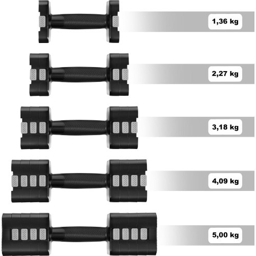ADJUSTABLE DUMBBELLS BLACK 2 x 5 KG HL02 HMS