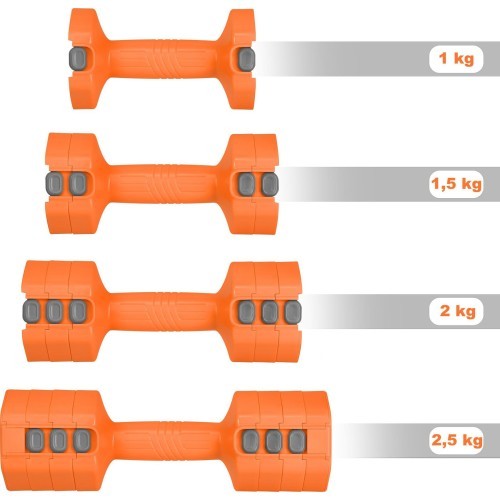ADJUSTABLE DUMBBELLS ORANGE 2 x 2.5 KG HL03 HMS