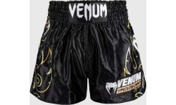 Venum VTC Flames Muay Thai šortai, juodi/auksiniai