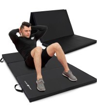Sudedamas kietas gimnastikos kilimėlis su lipukais, 180 x 90 x 5 cm, juodas - Marbo Sport
