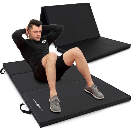 Foldable hard gymnastics mat with Velcro fasteners, 180 x 90 x 5 cm, black - Marbo Sport