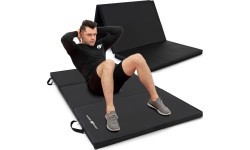 Foldable hard gymnastics mat with Velcro fasteners, 180 x 90 x 5 cm, black - Marbo Sport
