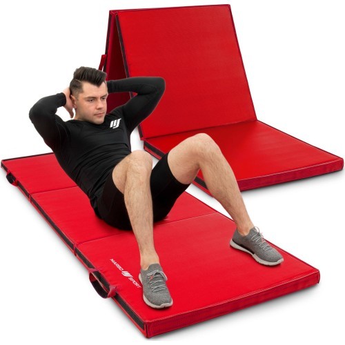 Foldable hard gymnastics mat with Velcro fasteners, 180 x 60 x 5 cm, red - Marbo Sport