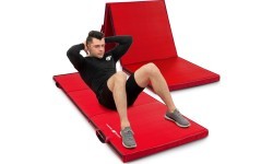Sulankstomas kietas gimnastikos kilimėlis su lipukais, 180 x 60 x 5 cm, raudonas - Marbo Sport