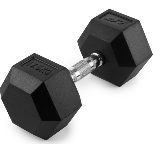 HEX 17.5 kg rubber-coated cast iron dumbbell - UpForm