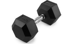 HEX 17.5 kg rubber-coated cast iron dumbbell - UpForm