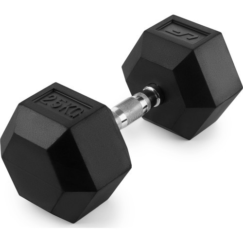 HEX 25 kg rubber-coated cast iron dumbbell - UpForm