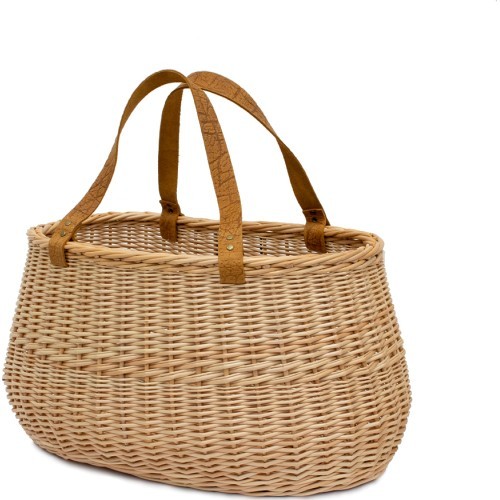 Handlebar bicycle bag, Lithuanian folk artisan handmade, with holder (sand)