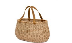 Handlebar bicycle bag, Lithuanian folk artisan handmade, with holder (sand)
