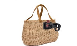 Handlebar bicycle bag, Lithuanian folk artisan handmade, with holder (sand)