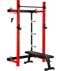 Prie sienos tvirtinama slankiojanti jėgos gardelė su suoliuku KLT34, raudona, HMS Fitness