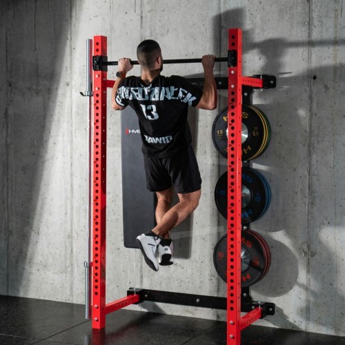 Prie sienos tvirtinama slankiojanti jėgos gardelė su suoliuku KLT34, raudona, HMS Fitness