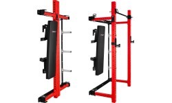 WALL-MOUNTED SLIDING POWER RACK WITH BENCH KLT34 RED HMS FITNESS