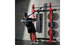 WALL-MOUNTED SLIDING POWER RACK WITH BENCH KLT34 RED HMS FITNESS