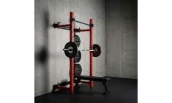 WALL-MOUNTED SLIDING POWER RACK WITH BENCH KLT34 RED HMS FITNESS