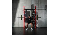 WALL-MOUNTED SLIDING POWER RACK WITH BENCH KLT34 RED HMS FITNESS