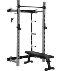 WALL-MOUNTED SLIDING POWER RACK WITH BENCH KLT34 GREY HMS FITNESS