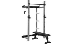 WALL-MOUNTED SLIDING POWER RACK WITH BENCH KLT34 GREY HMS FITNESS