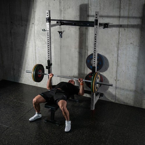WALL-MOUNTED SLIDING POWER RACK WITH BENCH KLT34 GREY HMS FITNESS