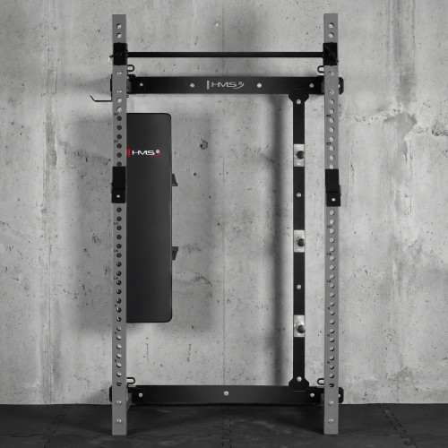 WALL-MOUNTED SLIDING POWER RACK WITH BENCH KLT34 GREY HMS FITNESS