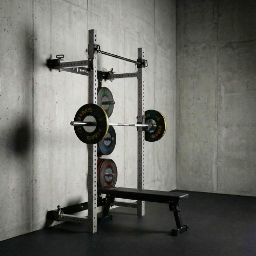 WALL-MOUNTED SLIDING POWER RACK WITH BENCH KLT34 GREY HMS FITNESS