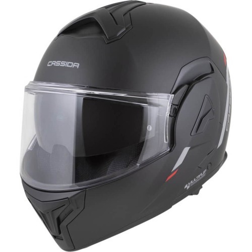 Atverčiamas motociklininko šalmas Cassida MultiFlip Solid P/J - černá matná/červená/šedá