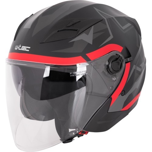 Open-Face Helmet W-TEC Barcela Vermella - Black, grey, red