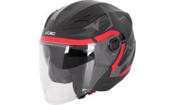 Open-Face Helmet W-TEC Barcela Vermella - Black, grey, red