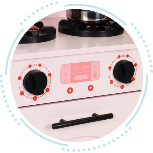 Деревянная детская кухня с духовкой, конфорками и микроволновкой ECOTOYS