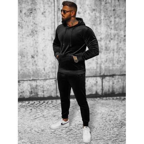 J.Style Velour Sports Suit for Men Black 8C1171-3