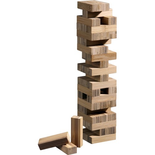 Bokšto griūties žaidimas Philos Bamboo, 6,6x6,6x25,5 cm