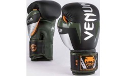 Боксёрские перчатки Venum Elite, чёрный/серебристый/хаки