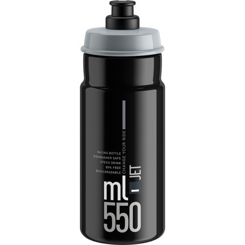 Elite Jett Water Bottle 550ml (black/grey logo)