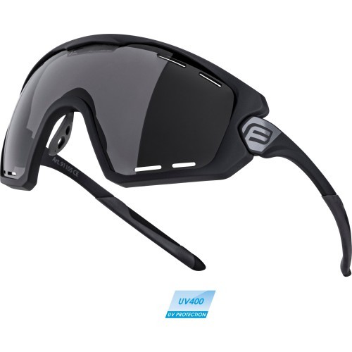 FORCE Ombro Plus Glasses, black lenses, with clip frame for prescription lenses (black)