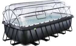 EXIT Black Leather baseinas 540x250x122cm su smėlio filtro siurbliu ir kupolu – juodas